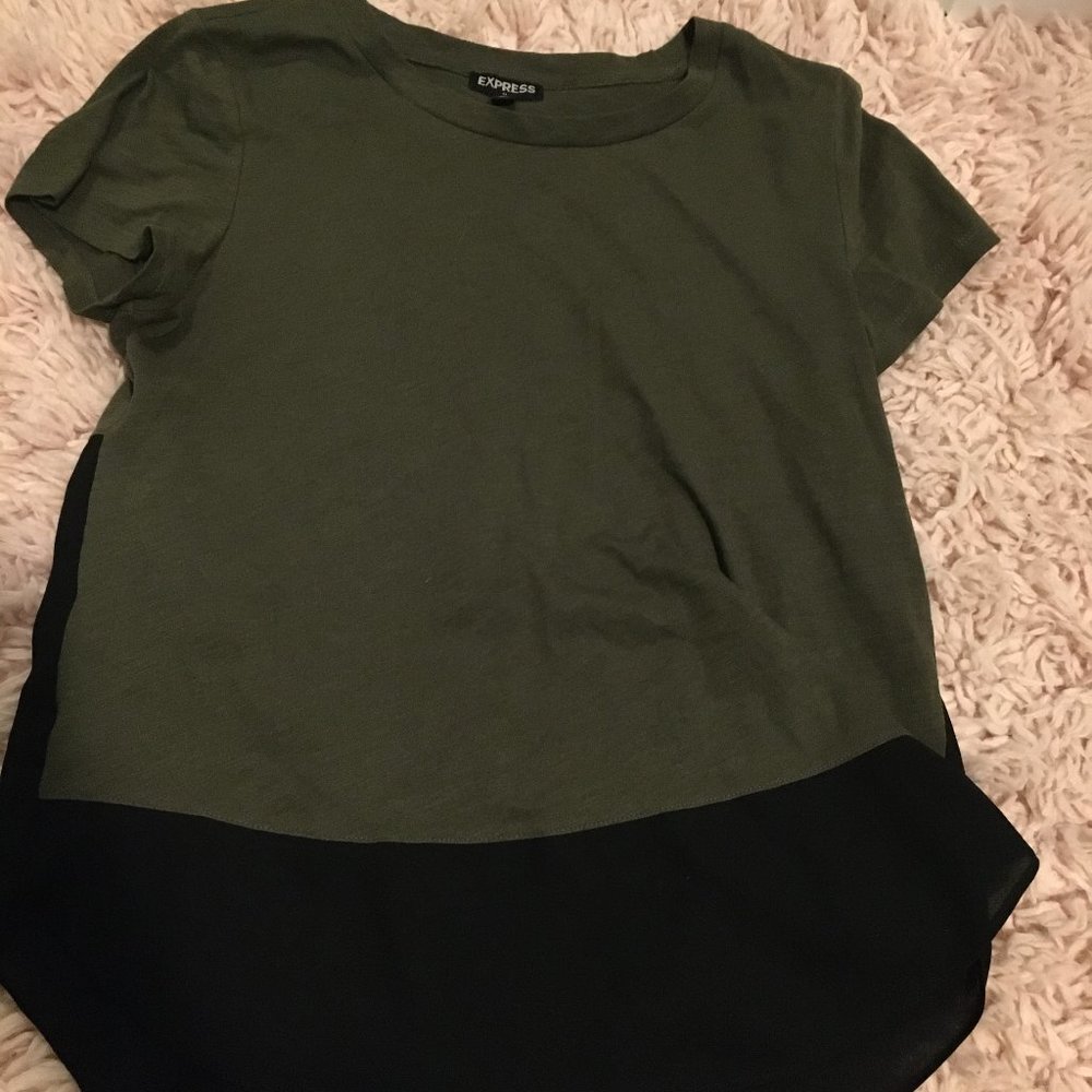 Express black and green 2 fabrics shirt